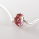 Memorial Charm with Hair and Pink Flowers