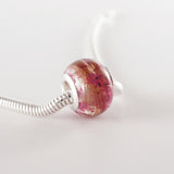 Memorial Charm with Hair and Pink Flowers