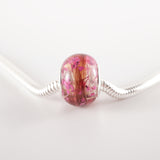 Memorial Charm with Hair and Pink Flowers