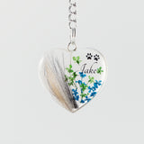 Fur Keepsake Pendant with Paw Prints and Flowers