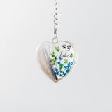 Fur Keepsake Pendant with Paw Prints and Flowers