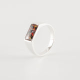 Memorial Signet Ring with Ashes and Fire Opal