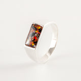Memorial Signet Ring with Ashes and Fire Opal