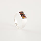 Memorial Signet Ring with Ashes and Fire Opal