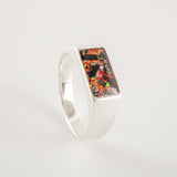 Memorial Signet Ring with Ashes and Fire Opal