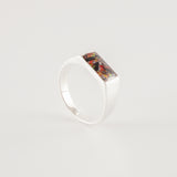 Memorial Signet Ring with Ashes and Fire Opal
