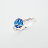 Ladies Memorial Ring with Ashes and Cobalt Blue Opal
