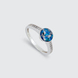 Ladies Memorial Ring with Ashes and Cobalt Blue Opal