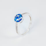 Ladies Memorial Ring with Ashes and Cobalt Blue Opal
