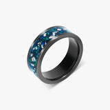 Memorial cremation ashes black ceramic inlay ring for men