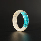 Lock of Hair Ring with Turquoise Flowers