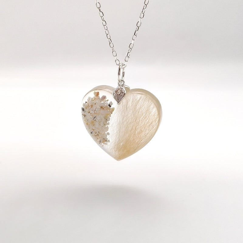 Heart Shaped Pendant with Lock of Hair Ashes