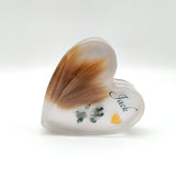 Resin Heart Paperweight with Hair, Actual Paw Print & Photo