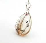 Teardrop Pendant with Hair and Paw Prints
