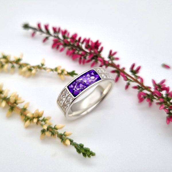 6mm Sterling Silver Memorial Ring with Diamantes