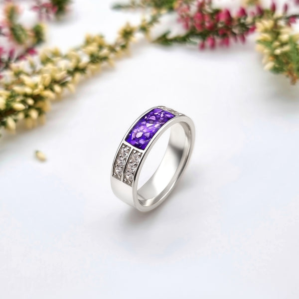 6mm Sterling Silver Memorial Ring with Diamantes