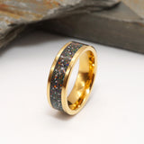 Gold Tungsten Inlay Ring with Ashes and Opal