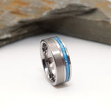 Engraved Offset Channel Hair or Ashes Memorial Ring