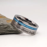 Engraved Offset Channel Hair or Ashes Memorial Ring