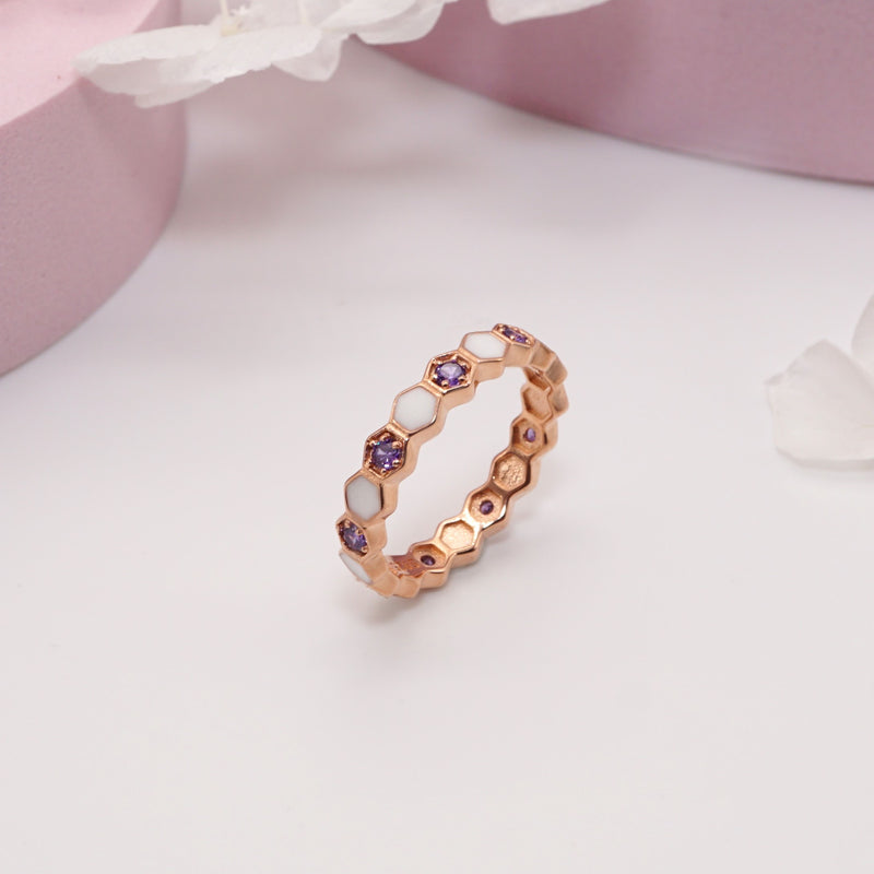 Solid Gold Honeycomb Breastmilk Keepsake Ring