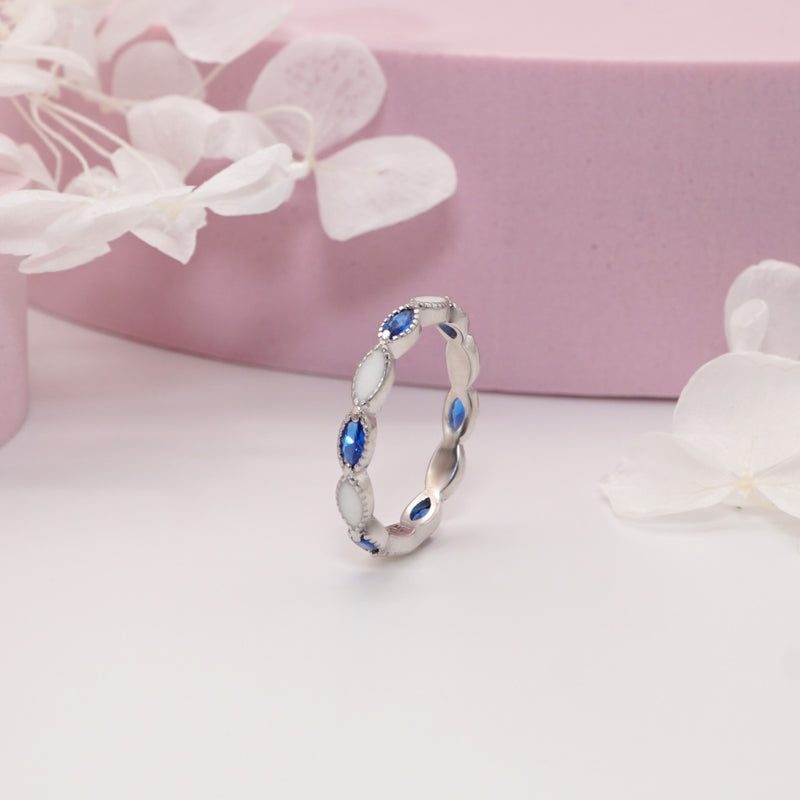 Marquise Breastmilk Keepsake Ring with Birthstone