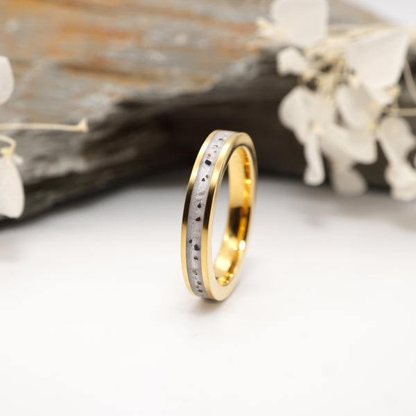 Cremation Ashes Gold Tungsten Channel Ring