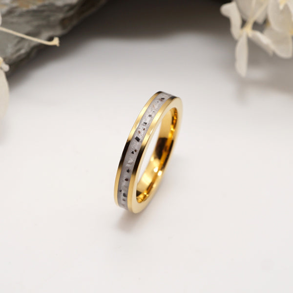 Cremation Ashes Gold Tungsten Channel Ring