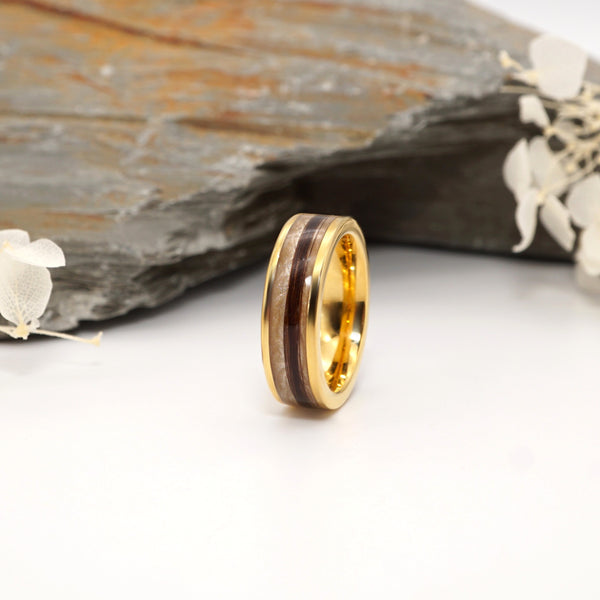 Hair Keepsake Gold Tungsten Channel Ring