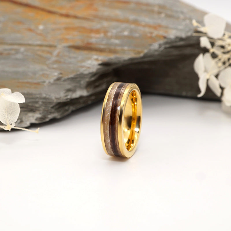 Hair Keepsake Gold Tungsten Channel Ring