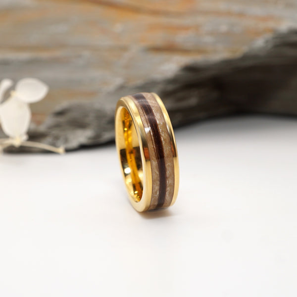 Hair Keepsake Gold Tungsten Channel Ring