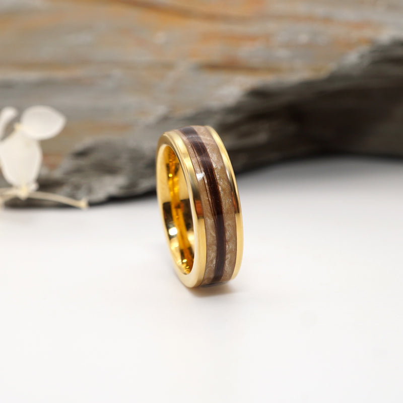 Hair Keepsake Gold Tungsten Channel Ring
