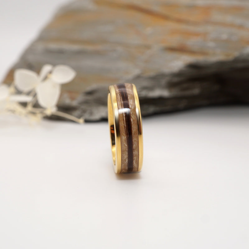 Hair Keepsake Gold Tungsten Channel Ring