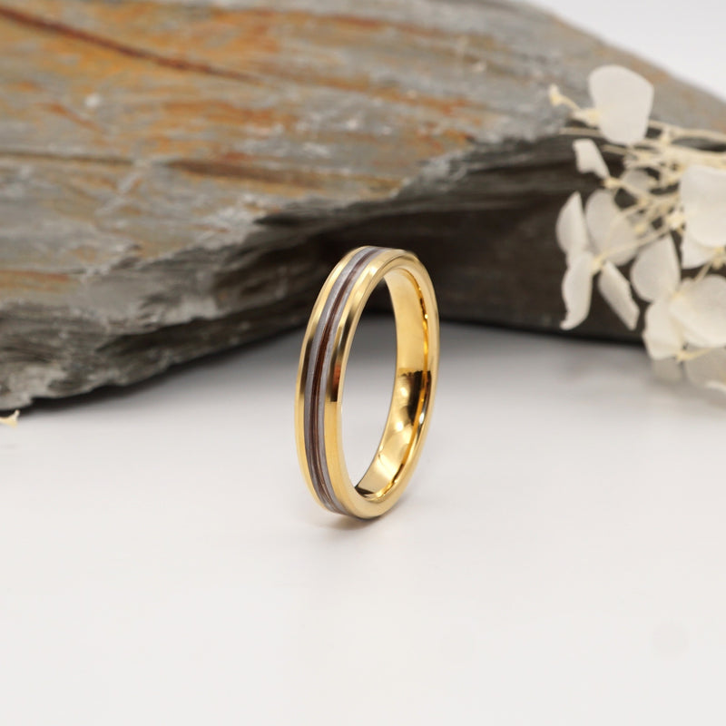 Lock of Hair Gold Tungsten Channel Ring