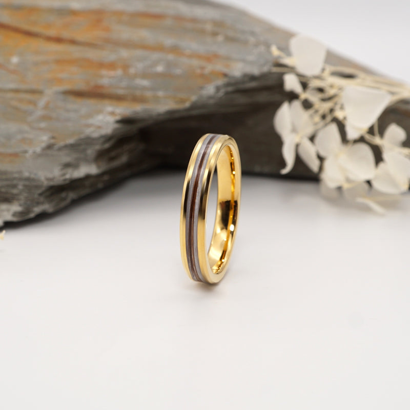 Lock of Hair Gold Tungsten Channel Ring
