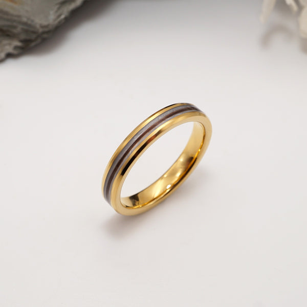 Lock of Hair Gold Tungsten Channel Ring