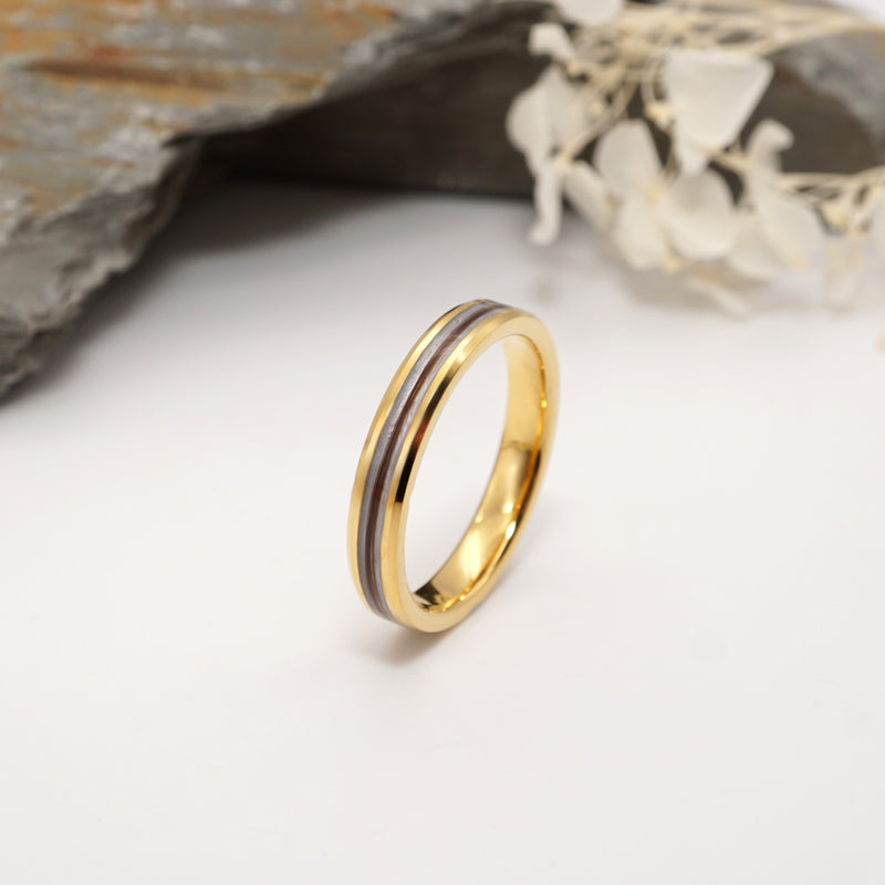Lock of Hair Gold Tungsten Channel Ring