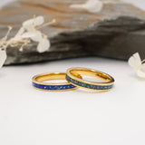 Gold Tungsten Inlay Ring with Ashes and Opal