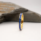 Gold Tungsten Inlay Ring with Ashes and Opal
