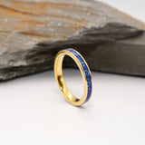 Gold Tungsten Inlay Ring with Ashes and Opal