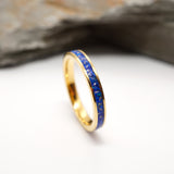 Gold Tungsten Inlay Ring with Ashes and Opal