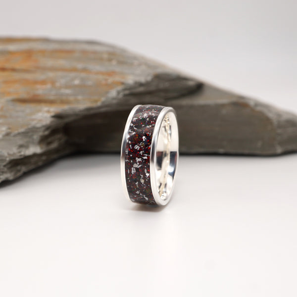 Wide Sterling Silver Cremation Ashes Ring