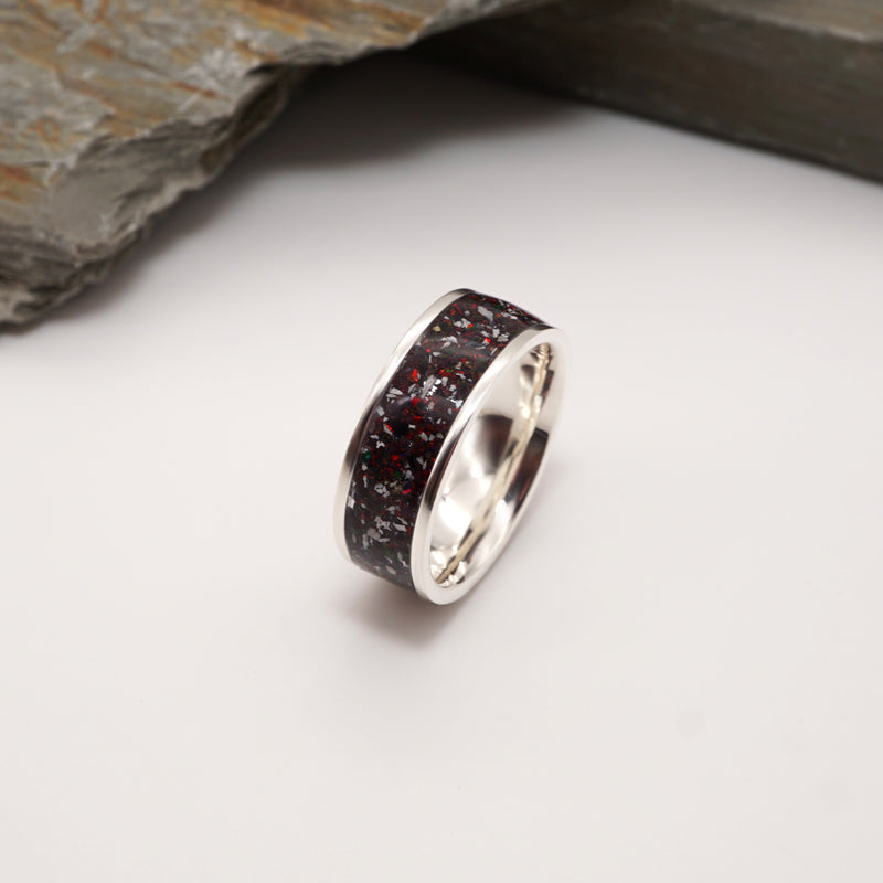 Wide Sterling Silver Cremation Ashes Ring