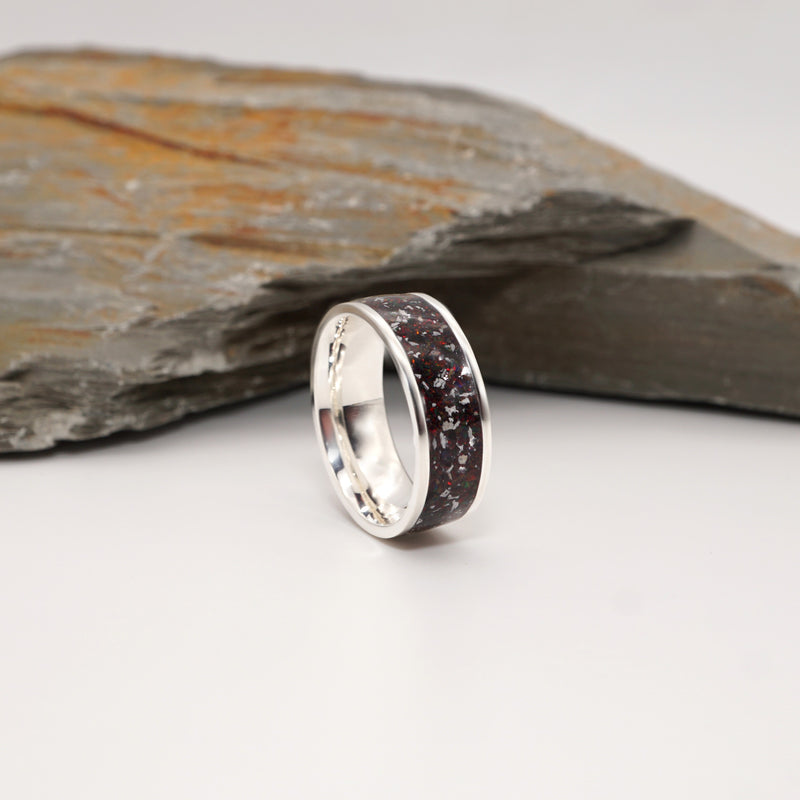 Wide Sterling Silver Cremation Ashes Ring