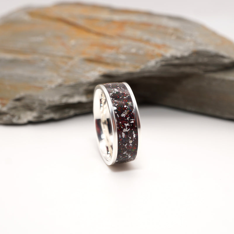 Wide Sterling Silver Cremation Ashes Ring
