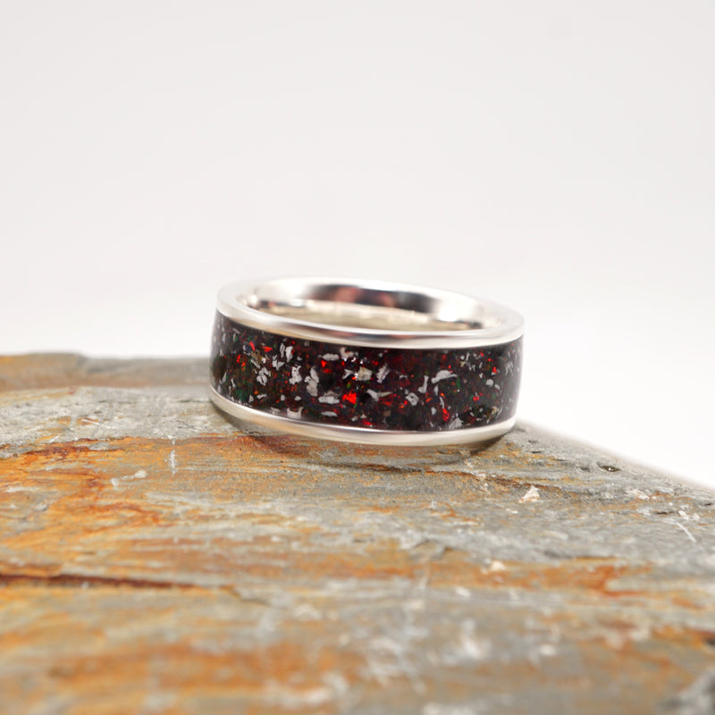 Wide Sterling Silver Cremation Ashes Ring