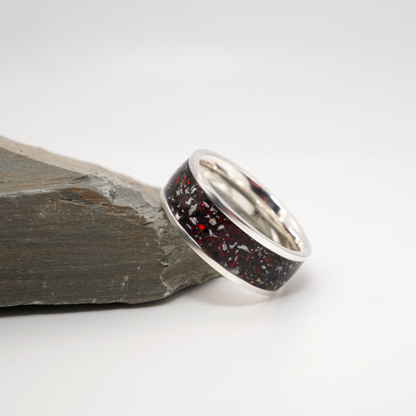 Wide Sterling Silver Cremation Ashes Ring