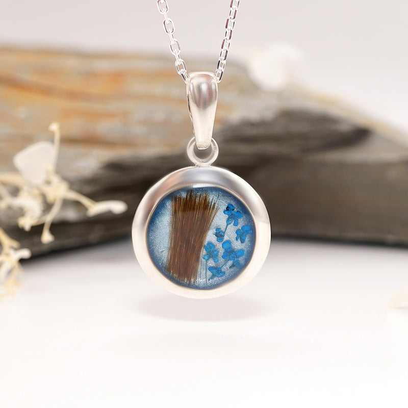 Sterling Silver Keepsake Pendant with Hair and Custom Engraved Back
