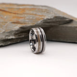 Tungsten Double Channel Ring with Ashes or Hair