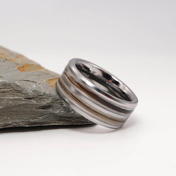Tungsten Double Channel Ring with Ashes or Hair
