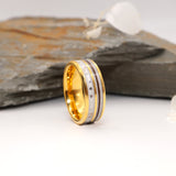 Gold Tungsten Double Channel Ring with Ashes or Hair